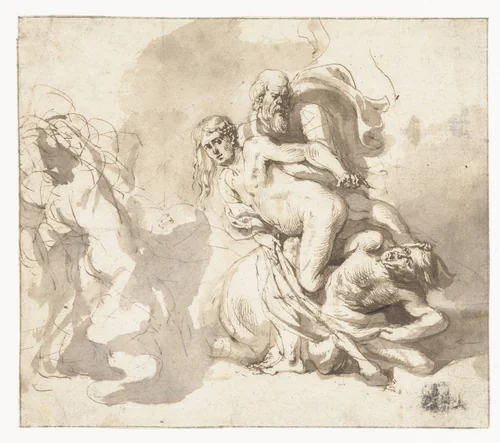 Strijd tussen Lapithen en Centauren by Peter Paul Rubens, drawing, 1608-1610