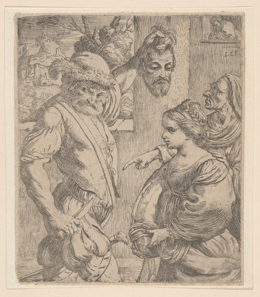 The Beheading of Saint John the Baptist by Giuseppe Caletti, print, 1620-1630