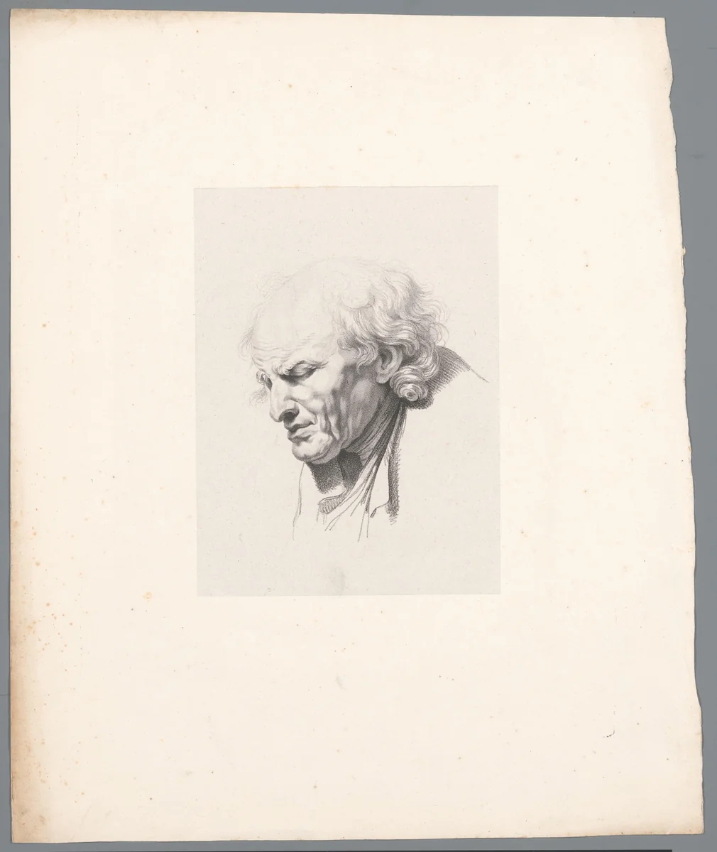 Gepijnigde oude man by Jean Augustin Daiwaille, print, 1820-1830