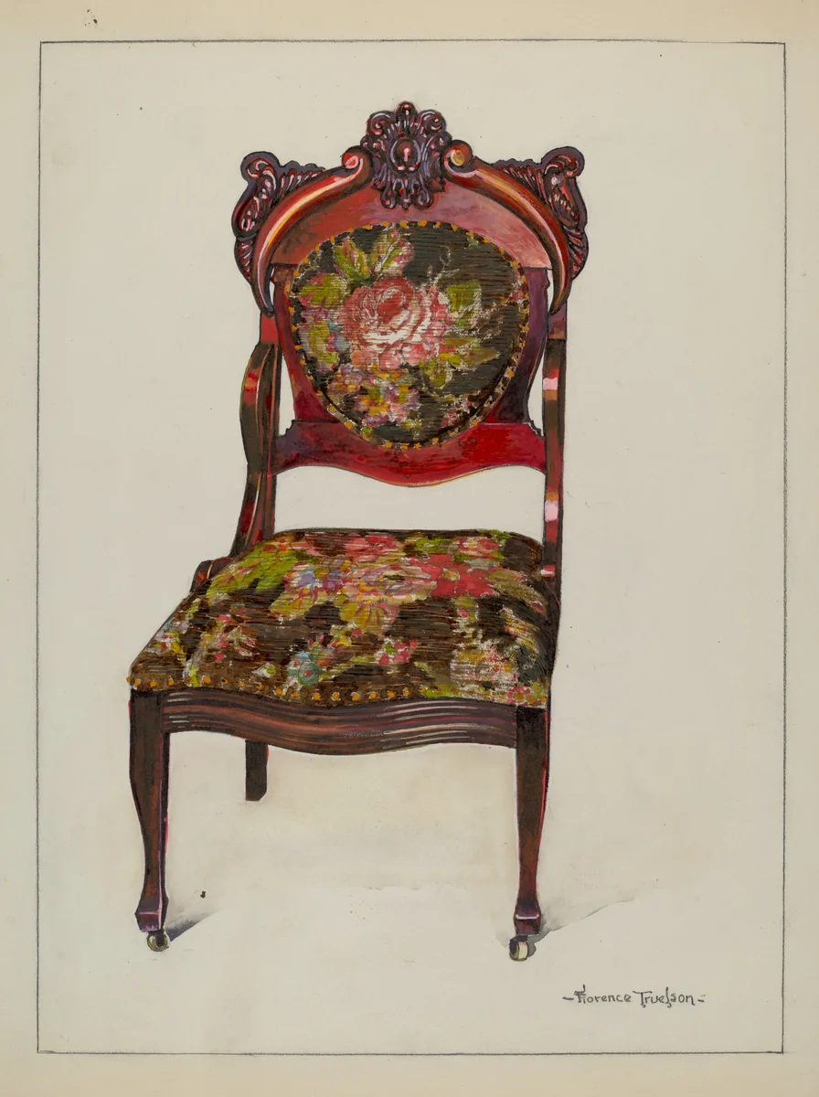 Victorian Upholstered Chair by Florence Truelson, index of american design, 1937