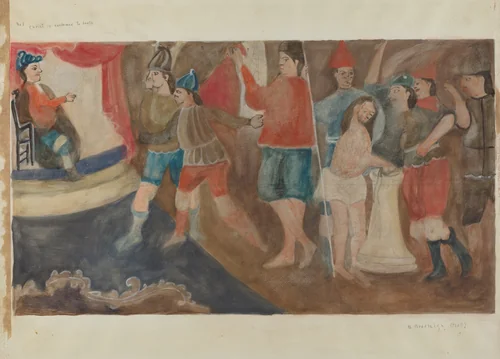 Station of the Cross No. 1: "Jesus is Condemned to Death" by Beulah Bradleigh, index of american design, 1936