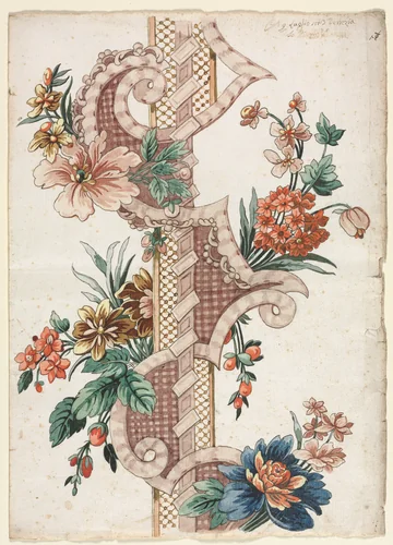 Vertical Decorative Floral Band by Giacomo Cavenezia, drawing, 1773