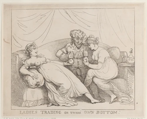 Ladies Trading on Their Own Bottom by Thomas Rowlandson, print, 1810
