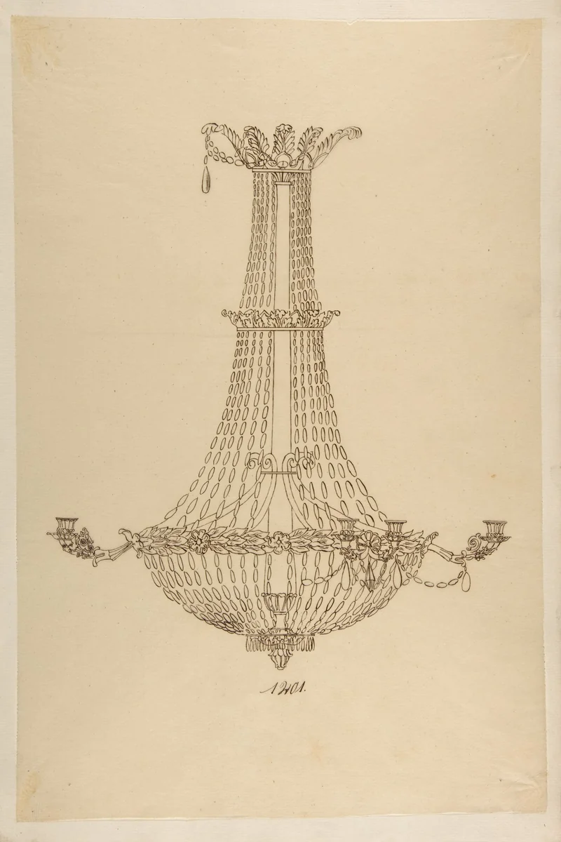 Design for a Chandelier by anonymous, drawing, 1800-1899