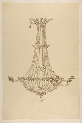 Design for a Chandelier by anonymous, drawing, 1800-1899