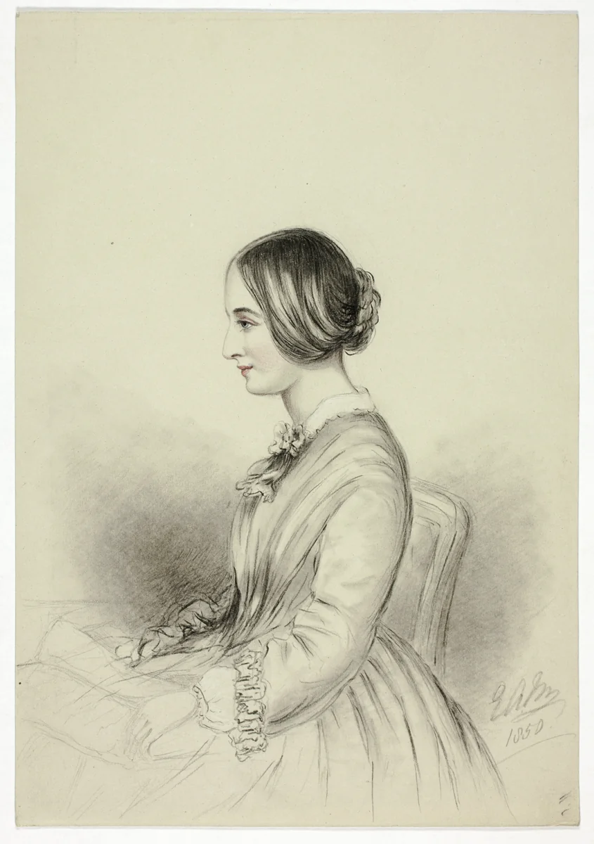 Portrait of Selina (Quin) Markham by Elizabeth Murray, drawing, 1850