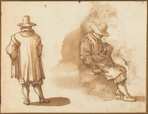 Two Studies of a Man by Remigio Cantagallina, drawing, 1582-1656