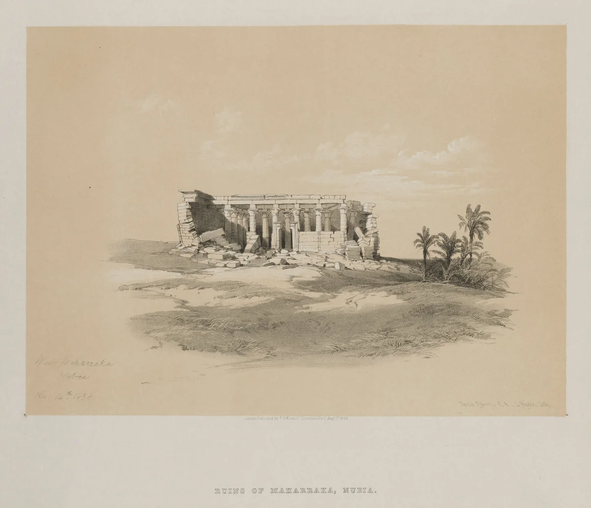 Egypt and Nubia, Volume I: Wady Maharraka, Nubia by Louis Haghe, print, 1846