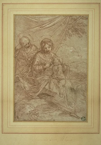 Rest on the Flight into Egypt by Flaminio Torre, drawing, 1641-1661