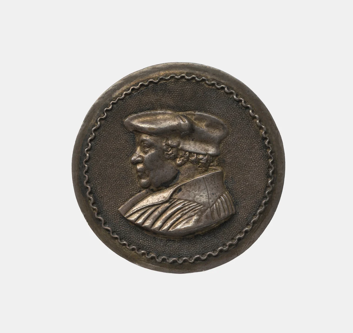 Unknown Humanist (in the past tentatively identified as Menno van Friesland 1492-1559) by Friedrich Hagenauer, metalwork, 1534-1544