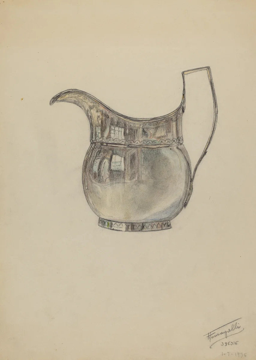 Silver Pitcher by Frank Fumagalli, index of american design, 1936