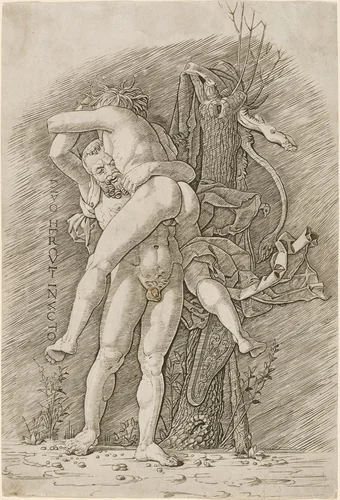 Hercules and Antaeus by Andrea Mantegna, print, 1490-1500