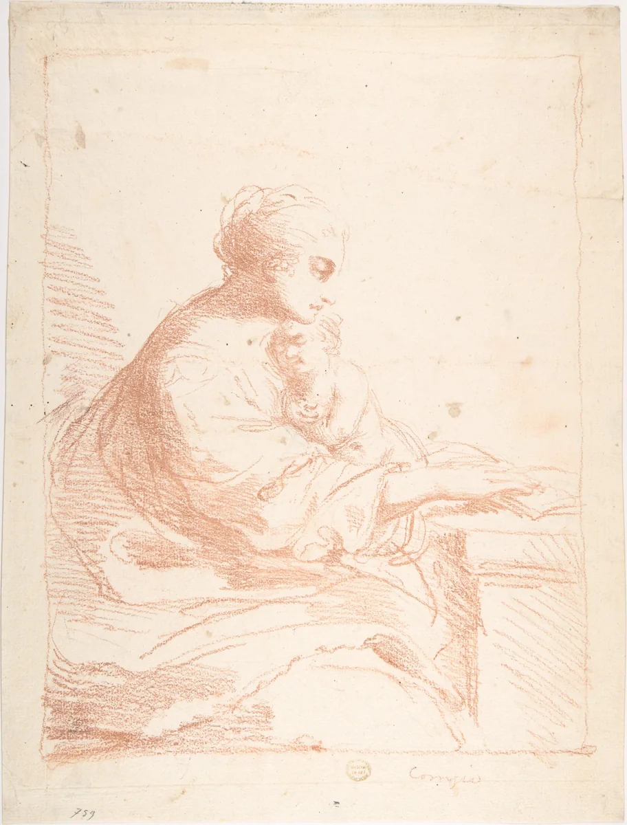 Mother and Child by anonymous, drawing, 1600-1700