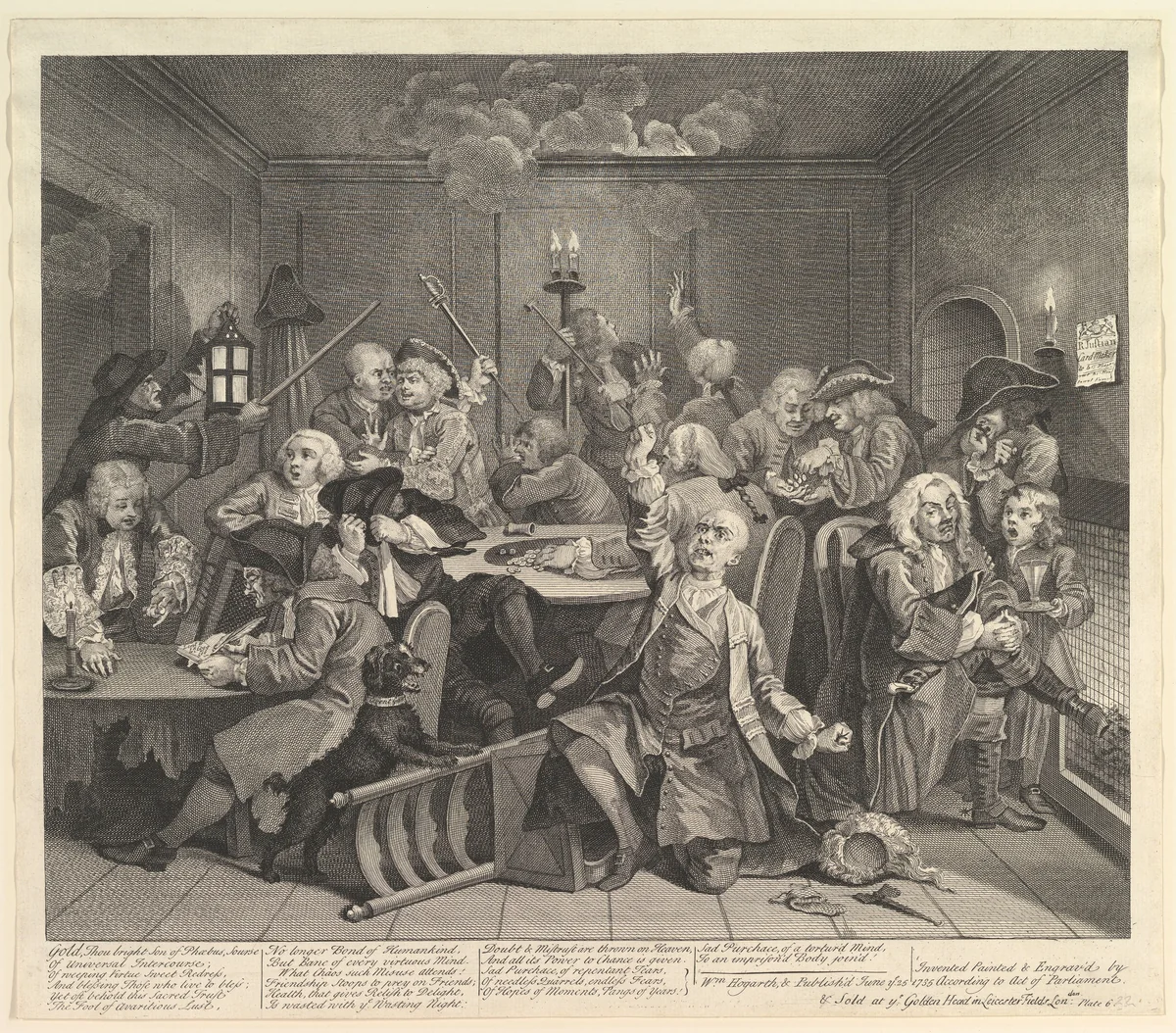 A Rake's Progress, Plate 6 by William Hogarth, print, 1735