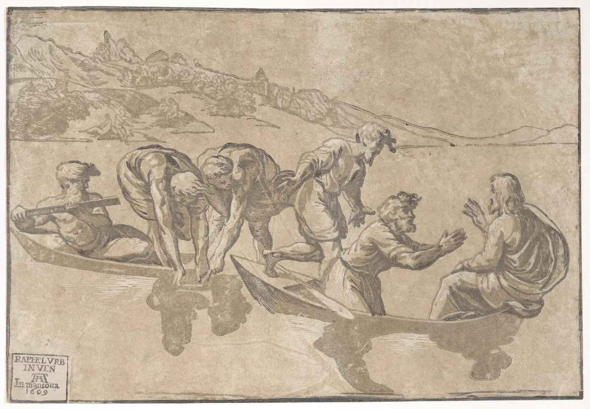 The Miraculous Draught of Fishes by Niccolò Vicentino, print, 1540-1550