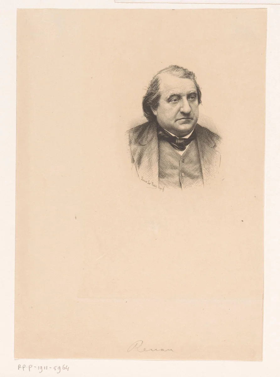 Portret van Ernest Renan by Louis Le Nain, print, 1861-1911