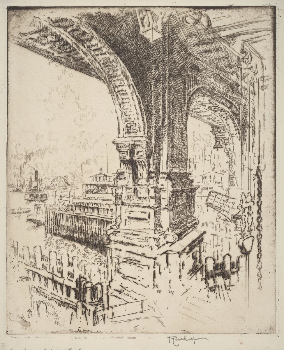 Within the Ferry, Cortlandt Street, New York by Joseph Pennell, print, 1919