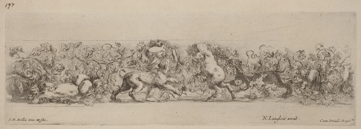 Ornamental Frieze with Grape Vine by Stefano della Bella, print, 1648