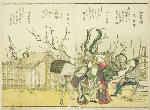 Plum Garden (Umeyashiki), from vol. 1 of the illustrated book "Fine Views of the Eastern Capital at a Glance (Toto shokei ichiran)" by Katsushika Hokusai (葛飾 北斎), print, 1800