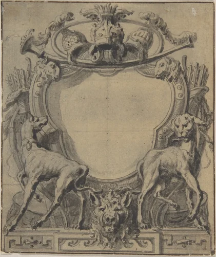 Study for a Cartouche by Gilles Marie Oppenord, drawing, 1672-1742