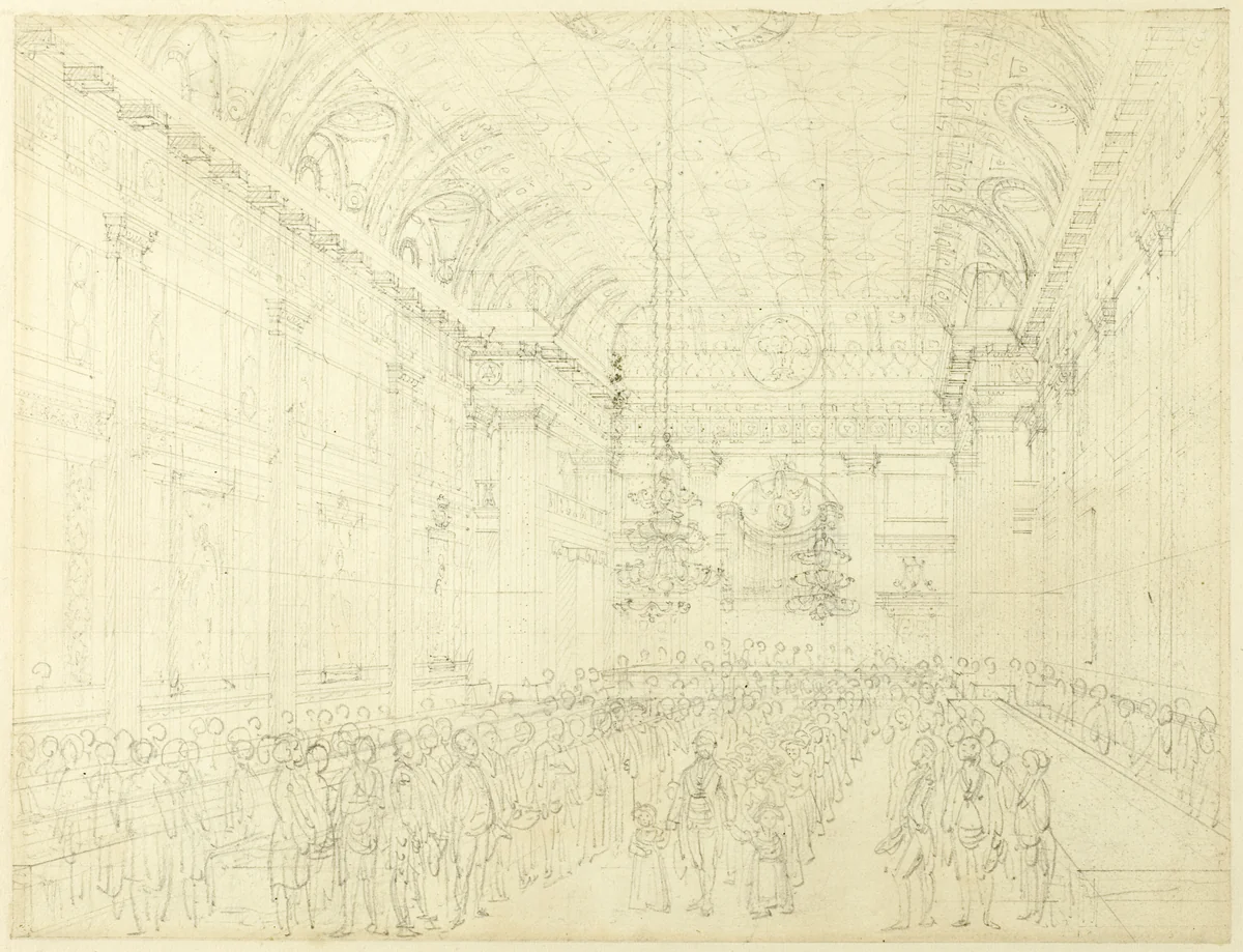 Study for Freemason's Hall, Great Queen Street, from Microcosm of London by Augustus Charles Pugin
Thomas Rowlandson, drawing, 1807-1808