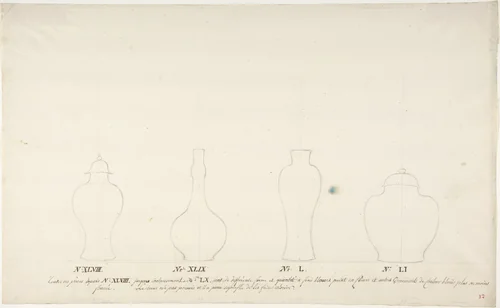 Design for Four Vases by anonymous, drawing, 1765-1790