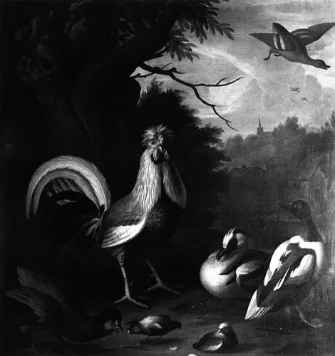 Birds in Landscape by Marmaduke Cradock, painting, 1680-1717