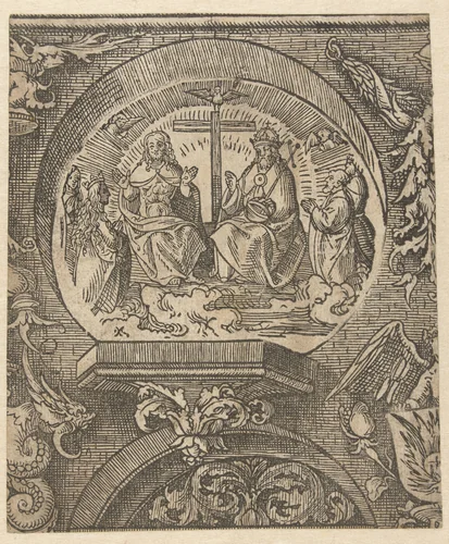 De heilige drie-eenheid by Jacob Cornelisz van Oostsanen, print, 1520
