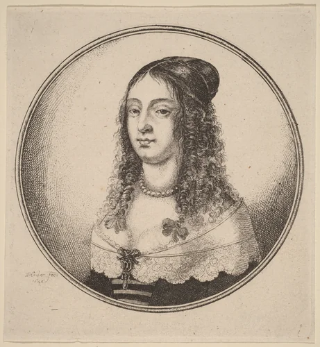 Lady with Ribbons on Curls by Wenceslaus Hollar, print, 1646