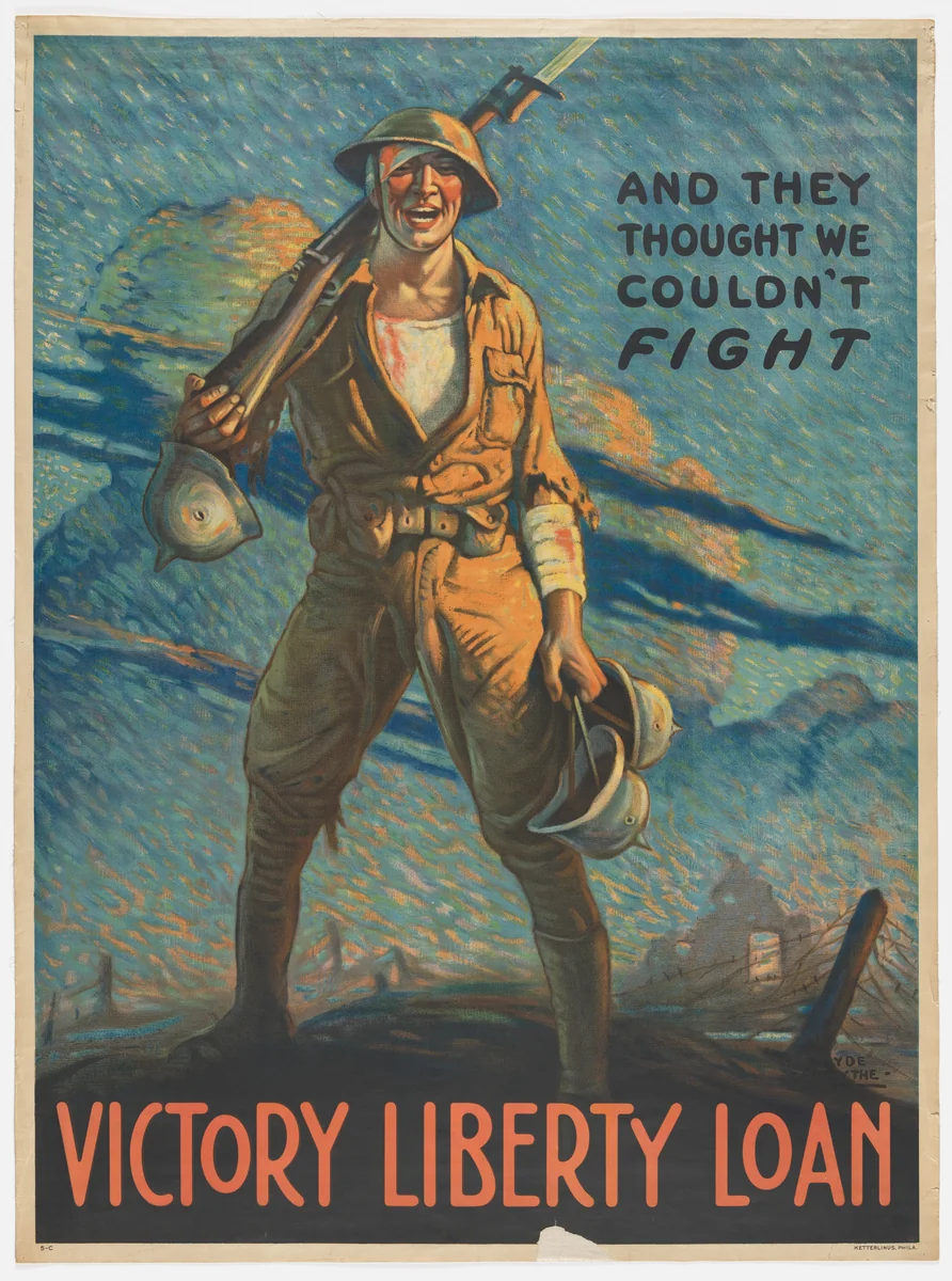 And They Thought We Couldn't Fight - Victory Liberty Loan by Clyde Forsythe, design, 1917