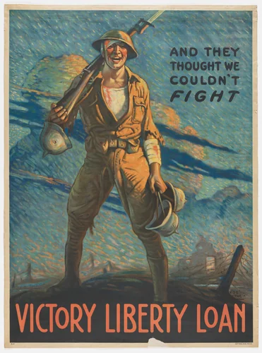 And They Thought We Couldn't Fight - Victory Liberty Loan by Clyde Forsythe, design, 1917