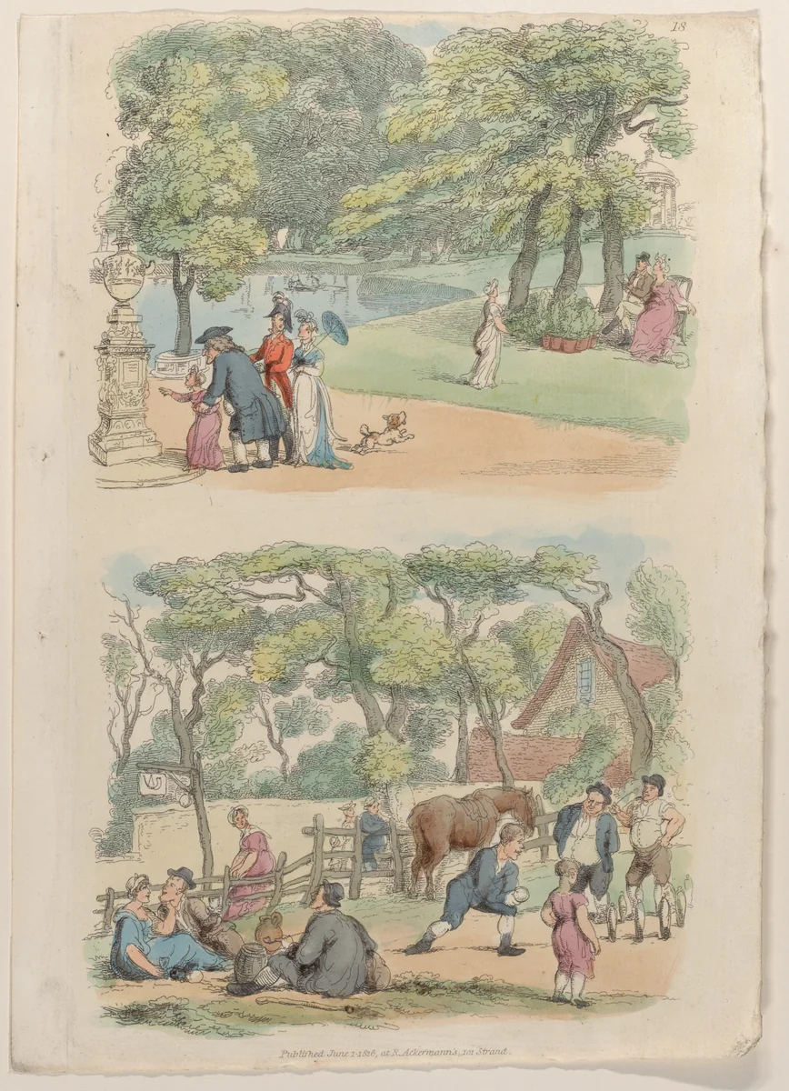 Plate 18, from "World in Miniature" by Thomas Rowlandson, print, 1816