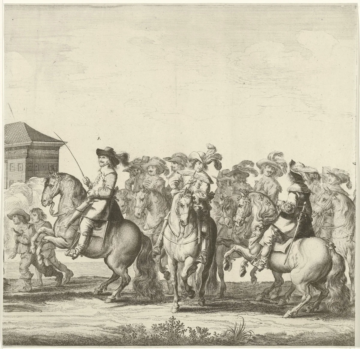 Intocht van Maria Henrietta Stuart, prinses van Oranje te Amsterdam (plaat 2) by Pieter Nolpe, print, 1660-1662