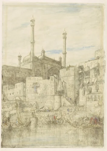 Aan de Ganges bij Benares by Marius Bauer, drawing, 1877-1932