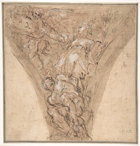 Allegorical Figure of Peace by Carlo Maratti, drawing, 1625-1713