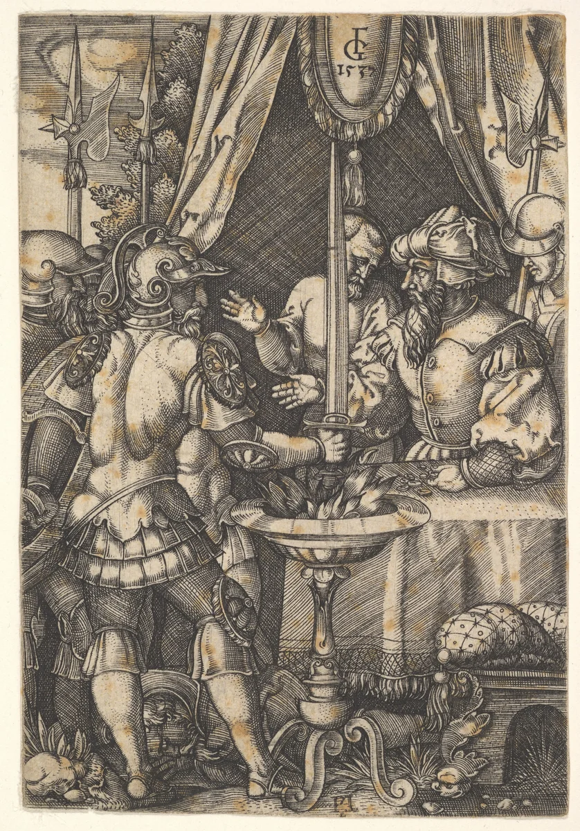 Mucius Scaevola by Master FG, print, 1537