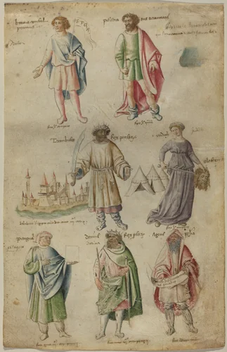 Seven Famous Figures from Ancient History by Barthélemy van Eyck, drawing, 1442