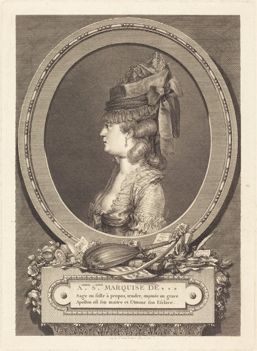 Adrienne Sophie Marquise de *** by Augustin de Saint-Aubin, print, 1779