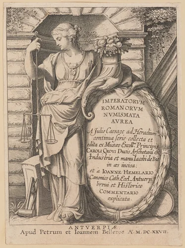 Title Page for Imperatorvm Romanorvm Nvmismata Avrea by Peter Paul Rubens, print, 1627