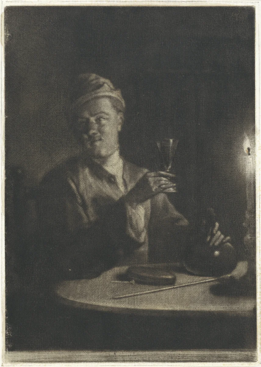 Man met opgeheven glas by Aert Schouman, print, 1720-1792