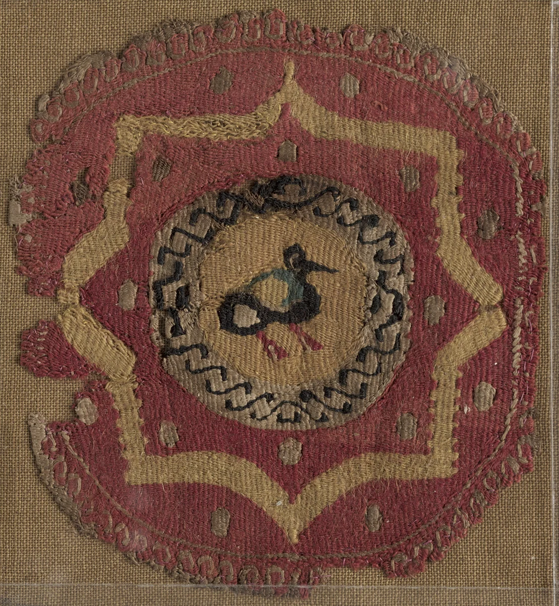 Circular Segmentum with Eight-Pointed Star and Bird by Unknown, textile, 600-799