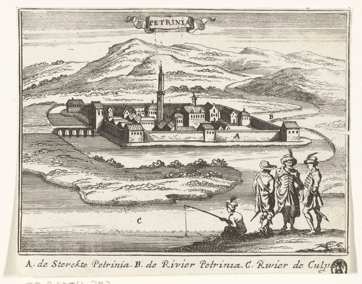 Gezicht op Petrinja by Gaspar Bouttats, print, 1686