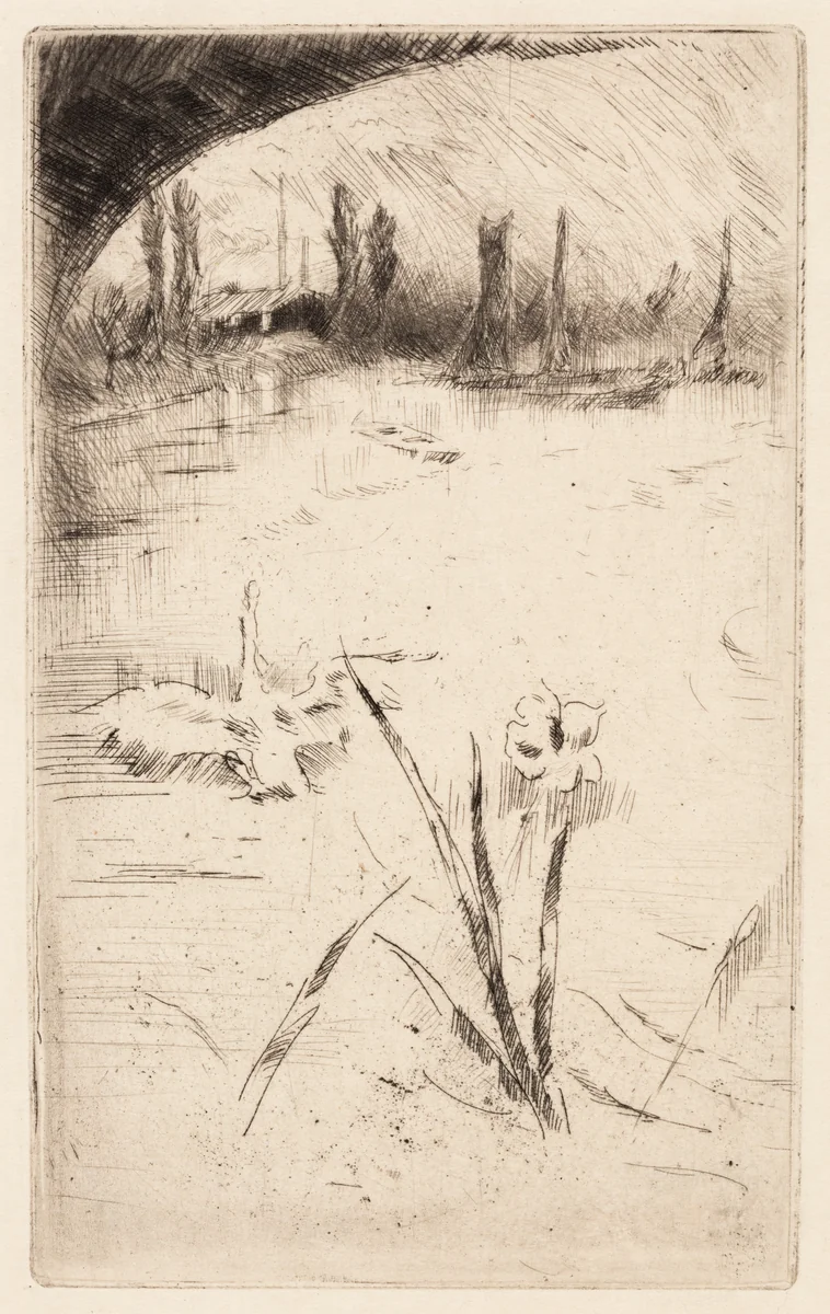 Sketch after Cecil Lawson's "Swan and Iris" by James McNeill Whistler, print, 1882