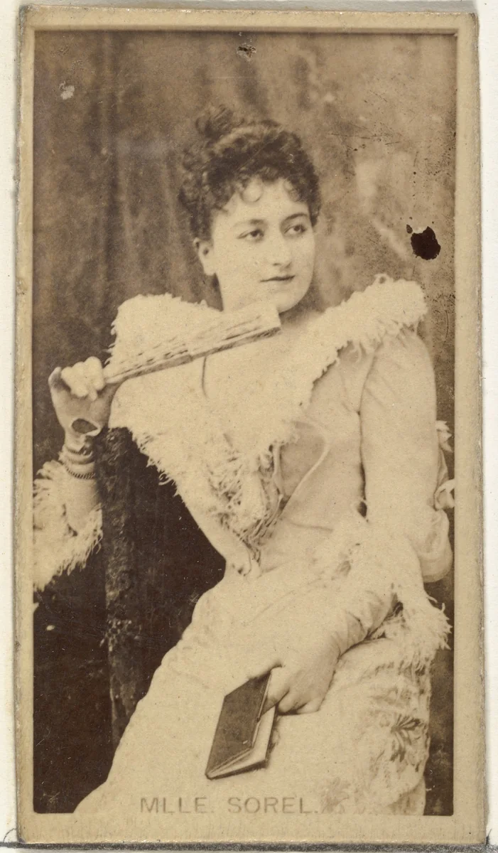 Mlle. Sorel, from the Actors and Actresses series (N145-8) issued by Duke Sons & Co. to promote Duke Cigarettes by W. Duke, Sons & Co., photograph, 1890-1895