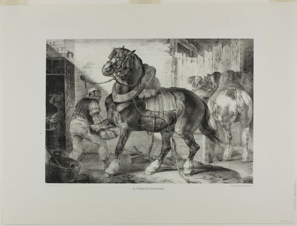 A French Farrier, plate 12 from Various Subjects Drawn from Life and on Stone (The English Suite) by Jean Louis André Théodore Géricault, print, 1821