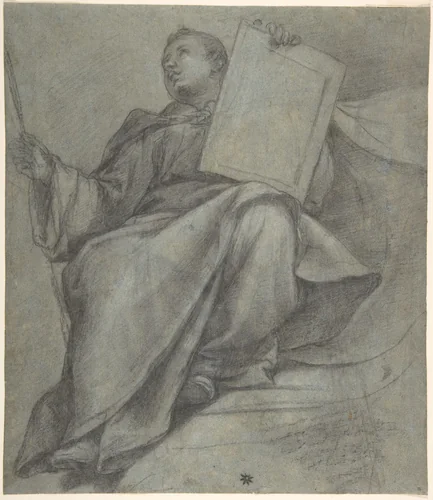 Seated Monk by Denijs Calvaert, drawing, 1560-1619