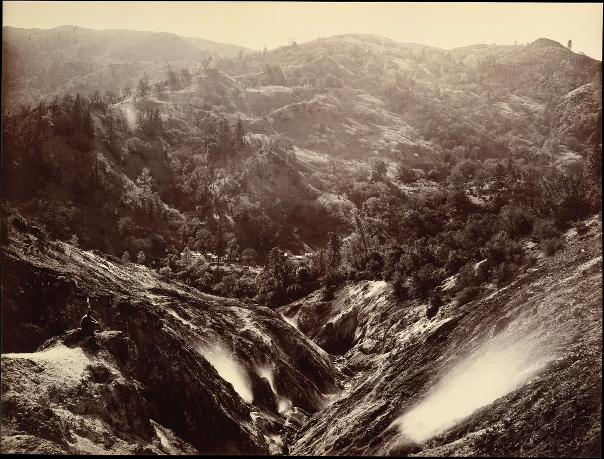 Devil's Canyon, Geysers, Looking Down by Carleton E. Watkins, photograph, 1868-1870