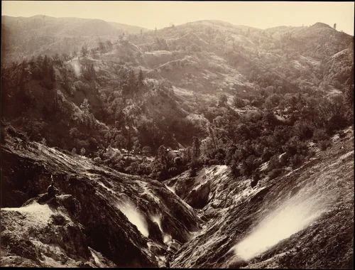 Devil's Canyon, Geysers, Looking Down by Carleton E. Watkins, photograph, 1868-1870
