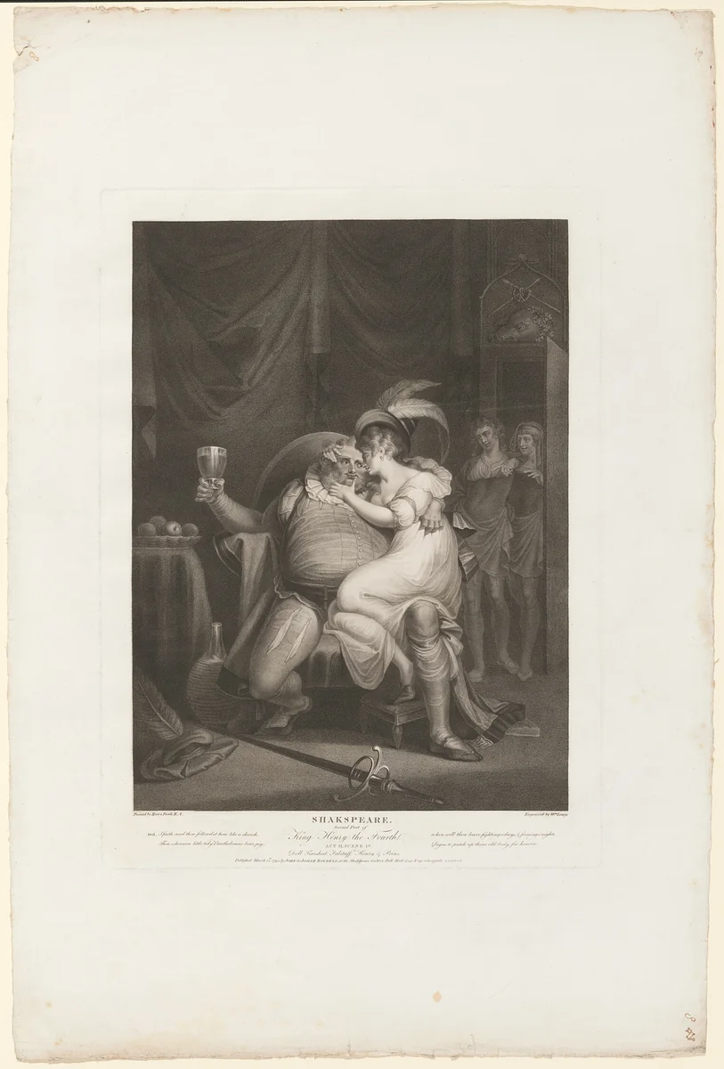 Prince Hal and Poins Surprise Falstaff with Doll Tearsheet by William Satchwell Leney, print, 1795