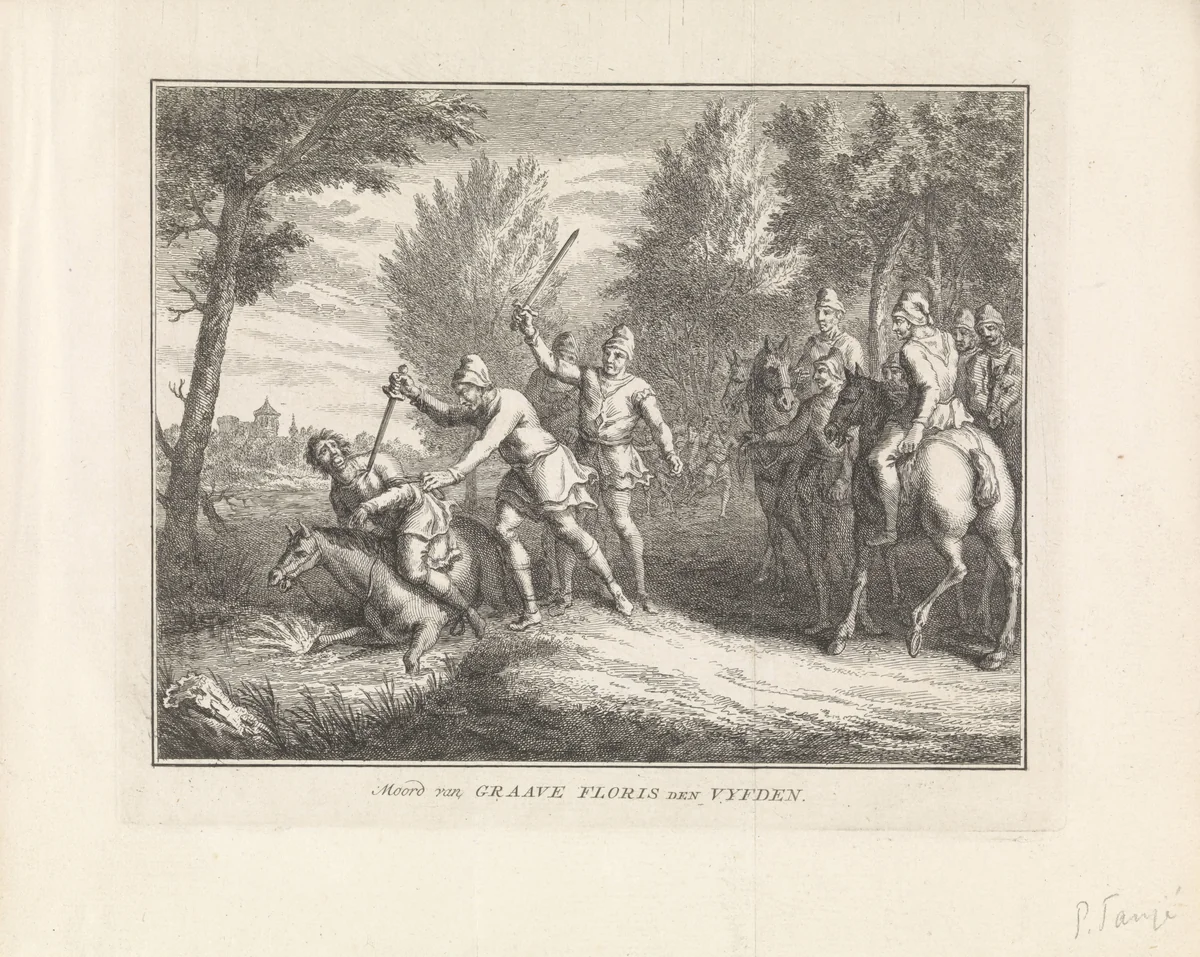 Moord op Floris V by anonymous, print, 1747-1799